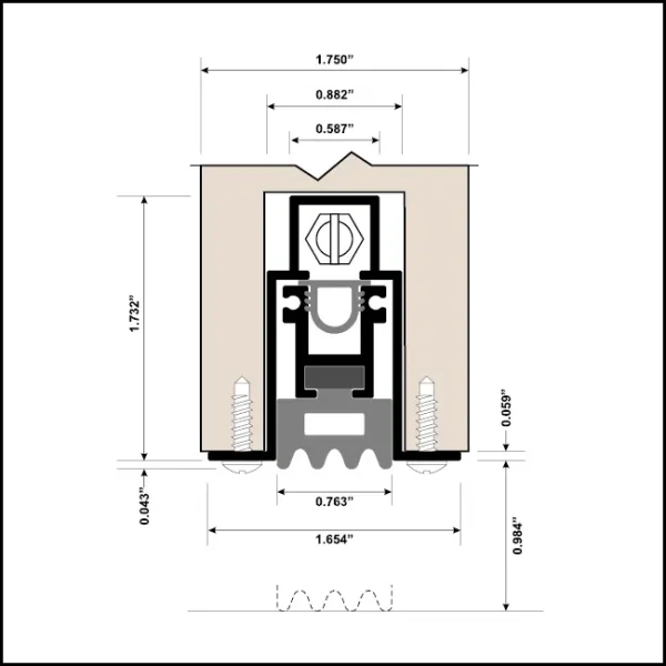 Automatic Door Bottom, Heavy Duty Soundproofing, Mortised, Sponge Neoprene Seal