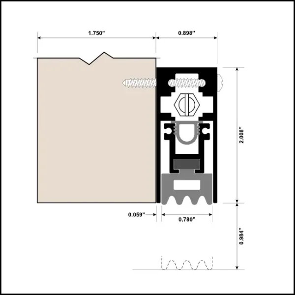 Automatic Door Bottom, Regular Duty Soundproofing, Surface Mounted