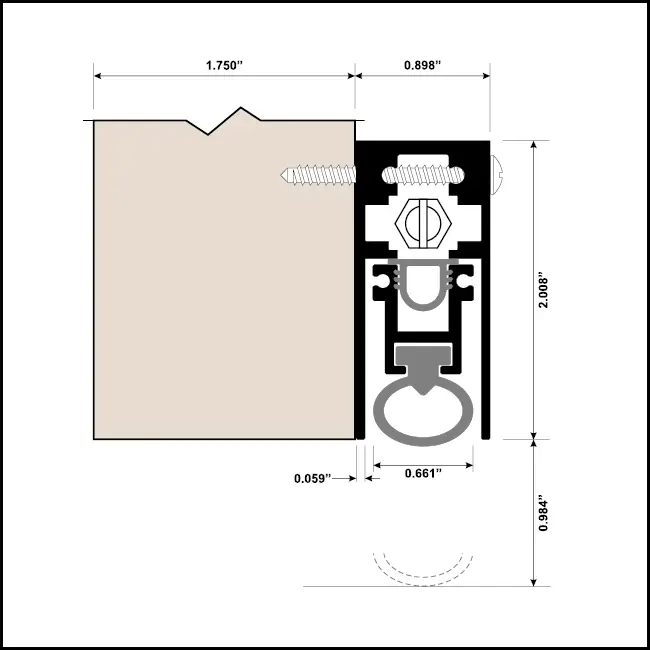 Automatic Door Bottom, Heavy Duty Soundproofing, Solid Neoprene Bulb, Surface Mounted