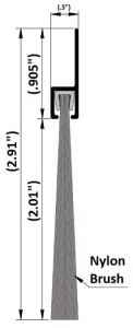 .905" Aluminum or Dark Bronze Casing with 2" Nylon Brush