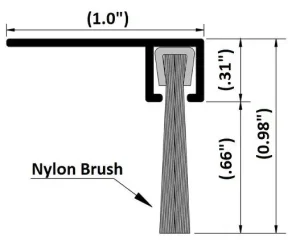 90° Aluminum Retainer .31" H, Nylon Brush .66"
